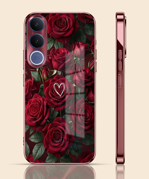 Vivo V70 FE 5G Rose Heart Burgundy Electroplated Glass Back Case