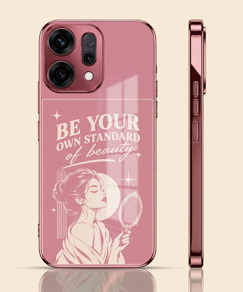 Oppo Reno 14 5G Luxury Aesthetic Girl Pink Electroplated Glass Phone Back Case