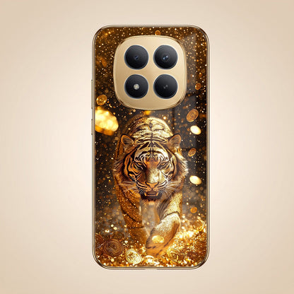 Redmi Note 15 Pro Plus 5G Luxury Tiger Gold Electroplated Glass Phone Back Case