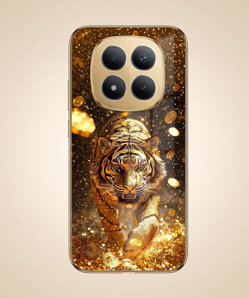 Redmi Note 15 Pro Plus 5G Luxury Tiger Gold Electroplated Glass Phone Back Case