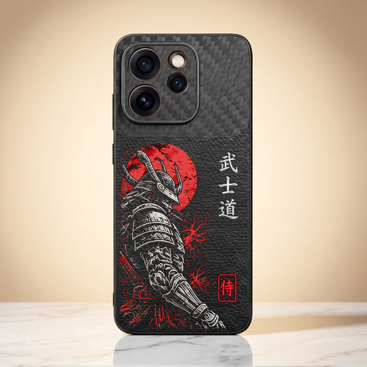 Oppo Reno 15 Pro Mini 5G Samurai Mask Carbon Fiber Leather Hybrid Back Case