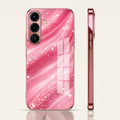 Samsung Galaxy A36 5G Luxury Glitter Wave Pink Electroplated Glass Phone Back Case