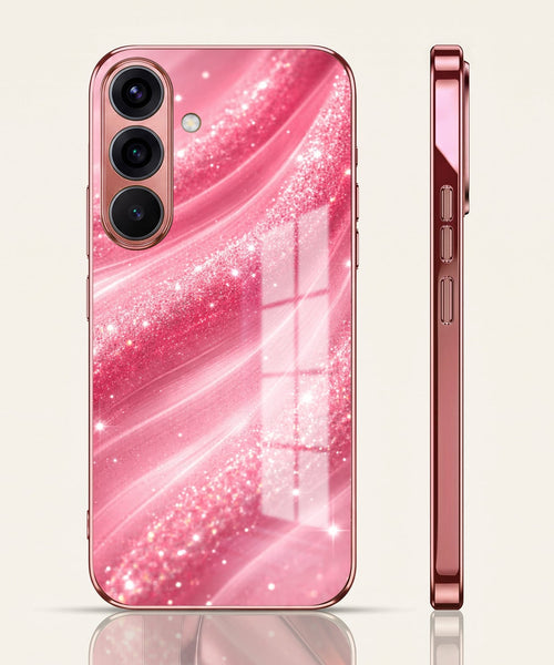 Samsung Galaxy A36 5G Luxury Glitter Wave Pink Electroplated Glass Phone Back Case