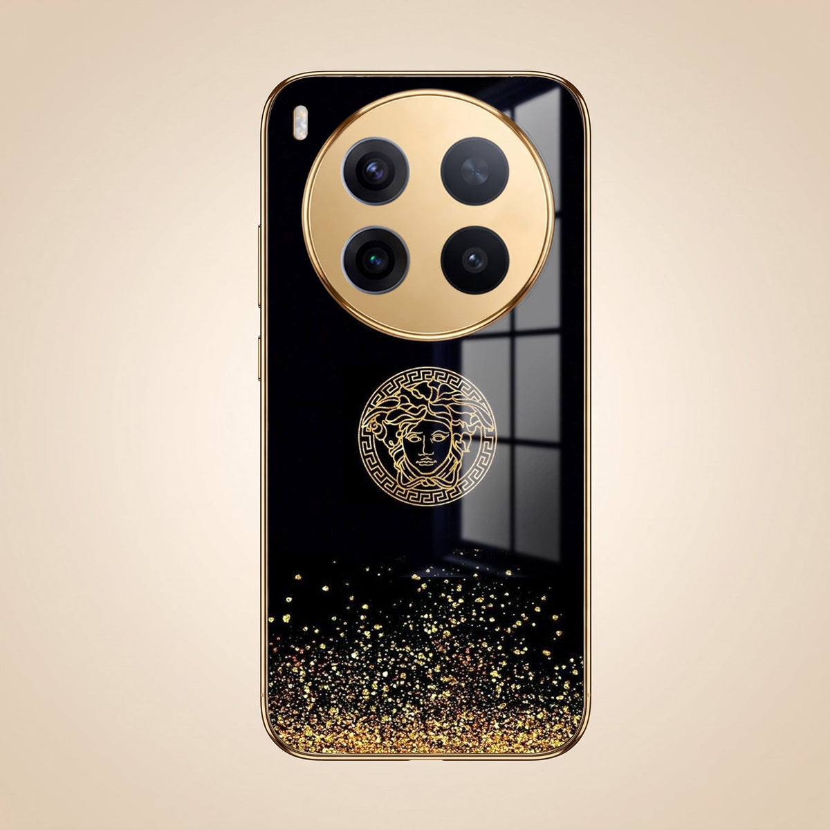 Vivo X300 Pro 5G Medusa Head Gold Electroplated Glass Phone Back Case