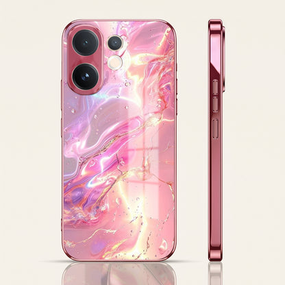 Vivo V60 5G Pearl Aurora Pink Electroplated Glass Phone Back Case