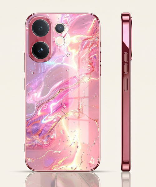 Vivo V60 5G Pearl Aurora Pink Electroplated Glass Phone Back Case