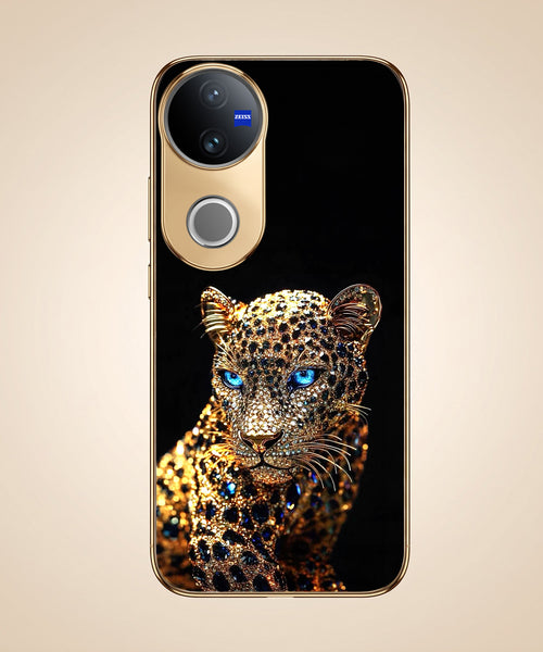 Vivo V50 5G Panther Gold Electroplated Glass Phone Back Case