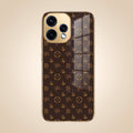 Oppo Reno 15 5G Luxury Monogram Brown Gold Electroplated Glass Phone Back Case