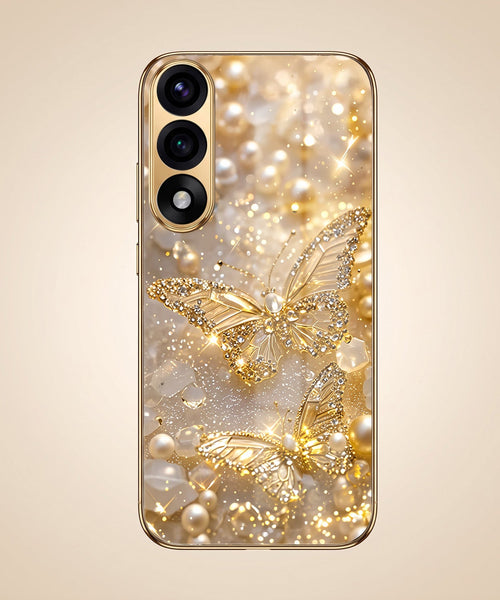 Oneplus Nord 5 5G Golden Butterfly Gold Electroplated Glass Phone Back Case