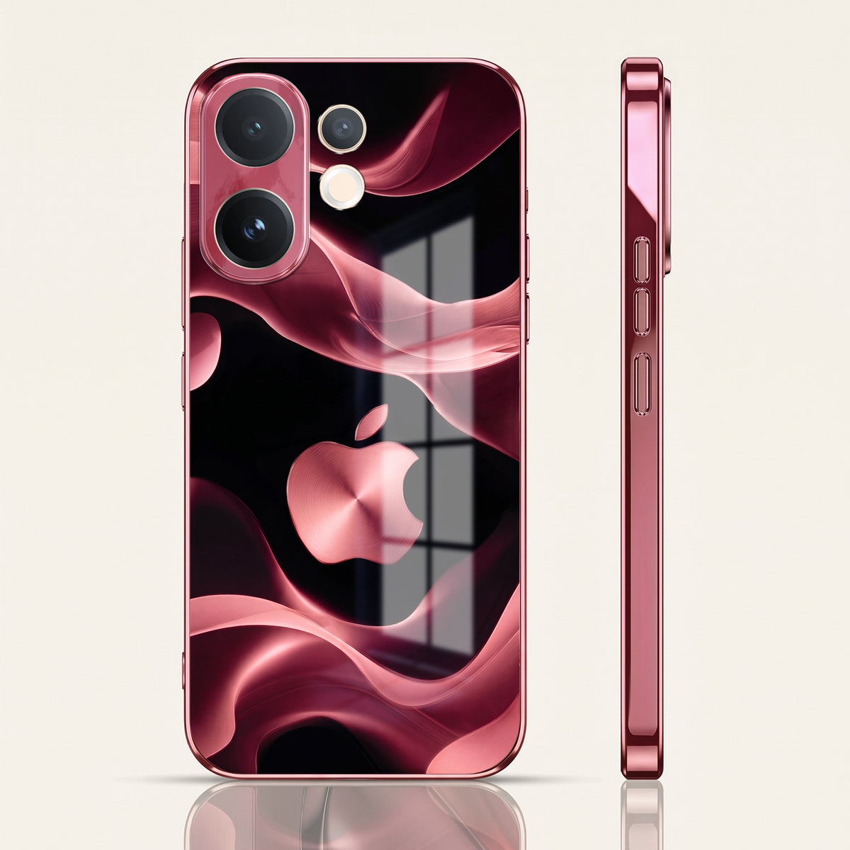 Vivo V60 5G Luxury Wave Pink Electroplated Glass Phone Back Case