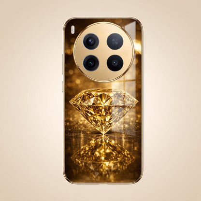 Vivo X300 Pro 5G Golden Diamond Gold Electroplated Glass Phone Back Case