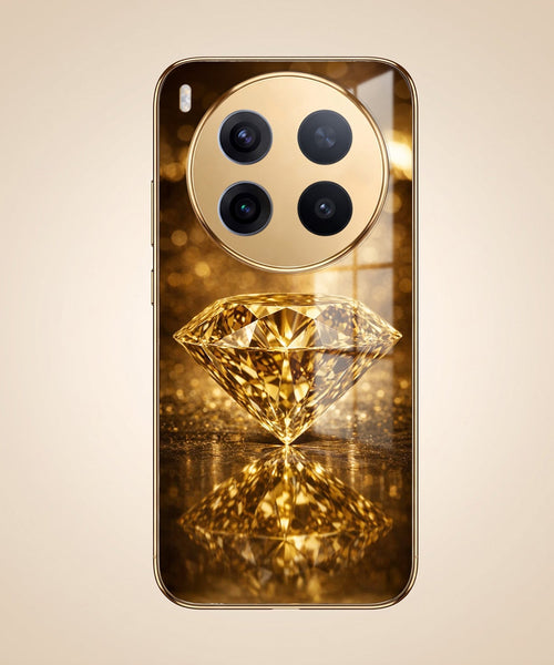 Vivo X300 Pro 5G Golden Diamond Gold Electroplated Glass Phone Back Case