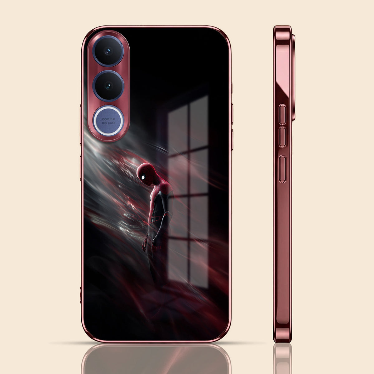 Vivo V70 FE 5G Crimson Spider Burgundy Electroplated Glass Back Case
