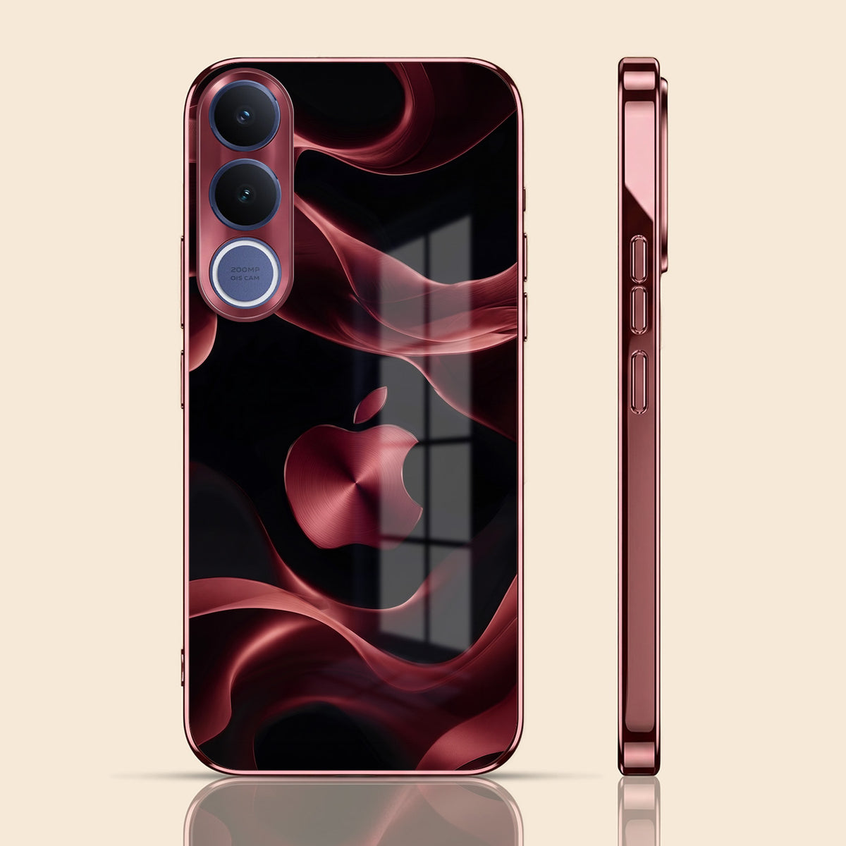 Vivo V70 FE 5G Wave Apple Burgundy Electroplated Glass Back Case