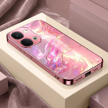 Vivo T5x 5G Pearl Aurora Pink Electroplated Glass Phone Back Case