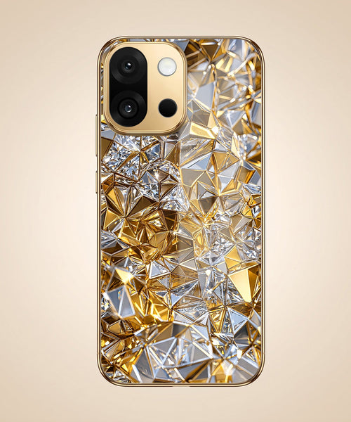 OnePlus 13s 5G White Diamond Shatter Gold Electroplated Glass Phone Back Case