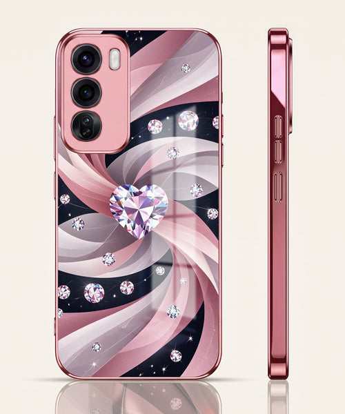 Oppo Reno 12 Pro 5G Diamond Glam Pink Electroplated Glass Phone Back Case