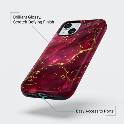iPhone 15 5G Luxury Crimson Marble Protective Case