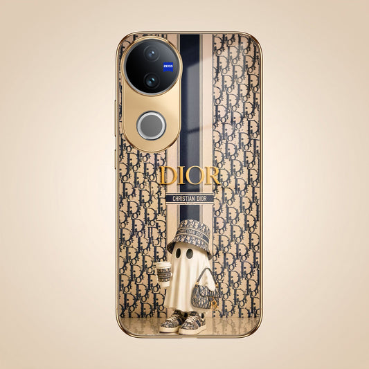 Vivo V50 5G Luxury Dior Gold Electroplated Glass Phone Back Case