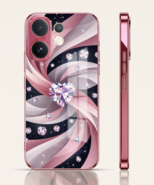 Vivo V60 5G Diamond Glam Pink Electroplated Glass Phone Back Case