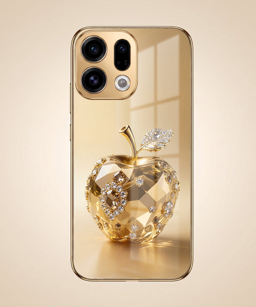 Oppo Find X9 5G Golden Apple Gold Electroplated Glass Phone Back Case