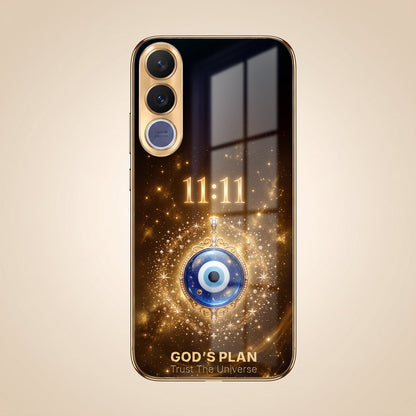 Vivo V70 FE 5G God’s Plan Evil Eye Gold Electroplated Glass Phone Back Case
