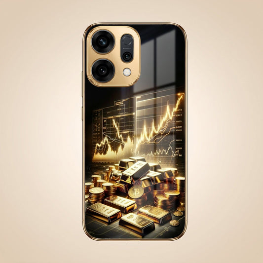 Oppo Reno 14 5G Luxury Wealth Trader Gold Electroplated Glass Phone Back Case