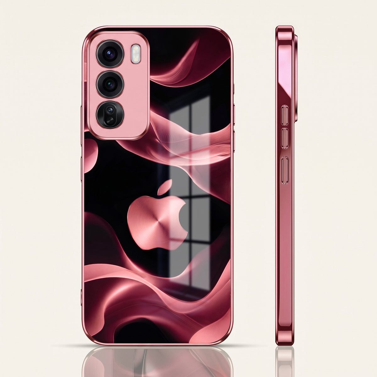 Oppo Reno 12 Pro 5G Luxury Wave Pink Electroplated Glass Phone Back Case