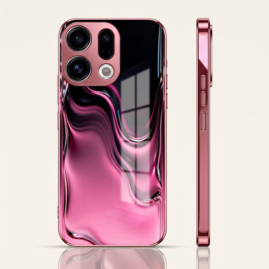 Oppo Find X9 5G Liquid Wave Pink Electroplated Glass Phone Back Case