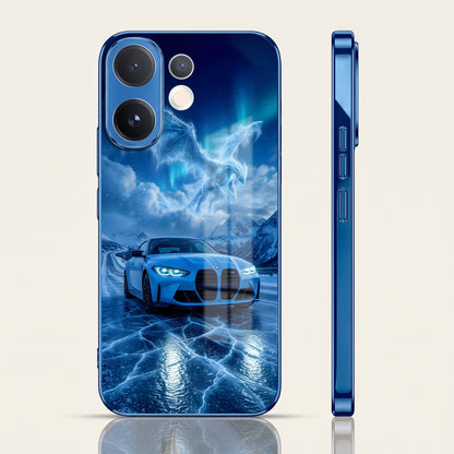 Vivo V60 5G Ice Dragon GT Blue Electroplated Glass Phone Back Case