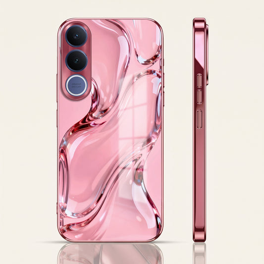 Vivo V70 FE 5G Crystal Wave Energy Pink Electroplated Glass Phone Back Case
