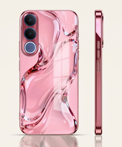 Vivo V70 FE 5G Crystal Wave Energy Pink Electroplated Glass Phone Back Case