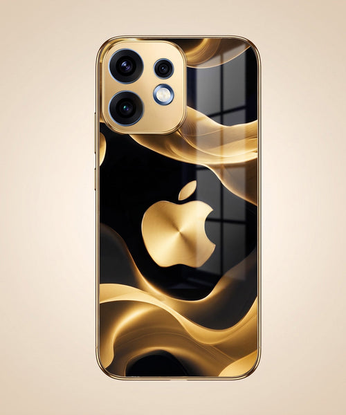 Oppo Reno 16 5G Luxury Wave Gold Electroplated Glass Phone Back Case