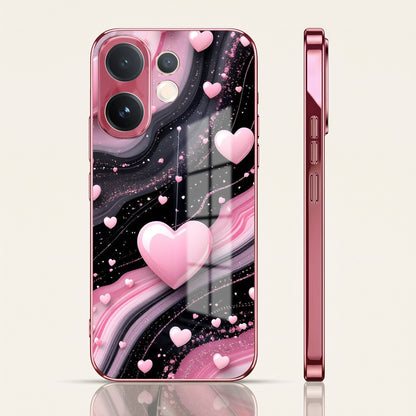 Vivo V60 5G Love Sparkle Pink Electroplated Glass Phone Back Case