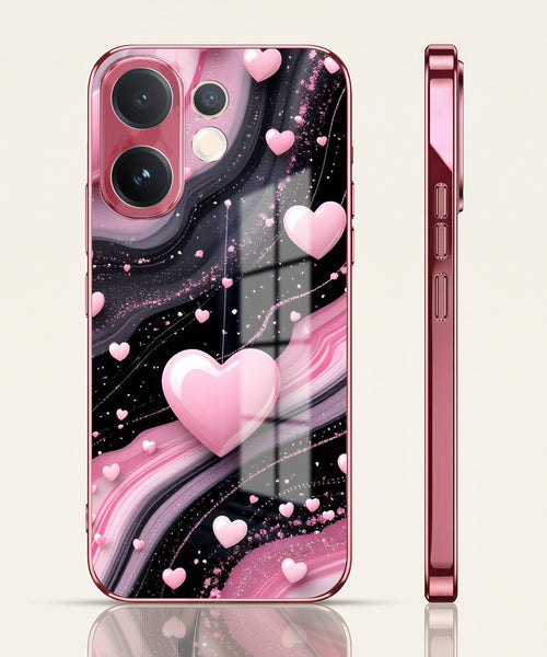 Vivo V60 5G Love Sparkle Pink Electroplated Glass Phone Back Case