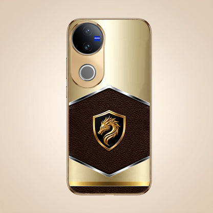 Vivo V50 5G Dragon Crest Gold Electroplated Glass Phone Back Case
