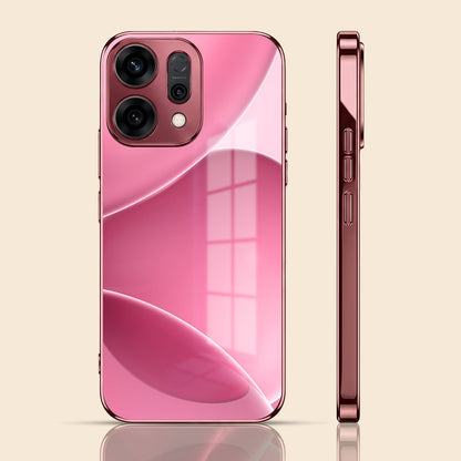 Oppo Reno 14 5G Luxury Glossy Wave Pink Electroplated Glass Phone Back Case