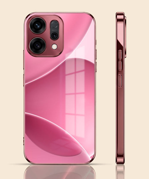 Oppo Reno 14 5G Luxury Glossy Wave Pink Electroplated Glass Phone Back Case