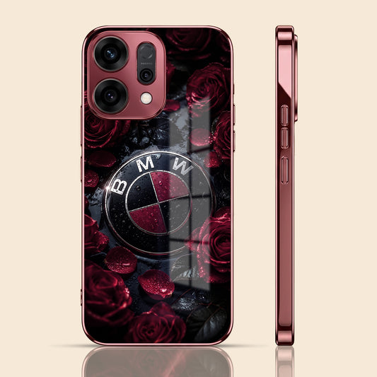 Oppo Reno 14 5G BMW Logo Burgundy Electroplated Glass Back Case