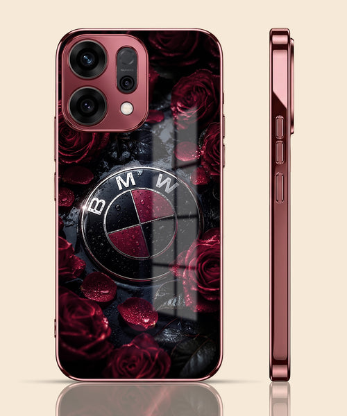 Oppo Reno 14 5G BMW Logo Burgundy Electroplated Glass Back Case