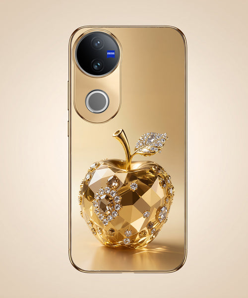 Vivo V50 5G Golden Apple Gold Electroplated Glass Phone Back Case