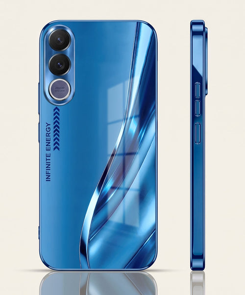 Vivo V70 FE 5G Luxury Infinity Energy Blue Electroplated Glass Phone Back Case