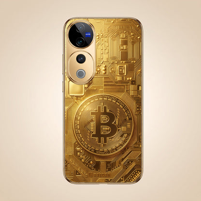 Vivo V40 Pro 5G Bitcoin Gold Electroplated Glass Phone Back Case