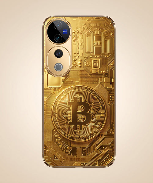 Vivo V40 Pro 5G Bitcoin Gold Electroplated Glass Phone Back Case