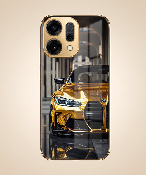 Oppo Reno 14 5G Golden BMW Gold Electroplated Glass Phone Back Case