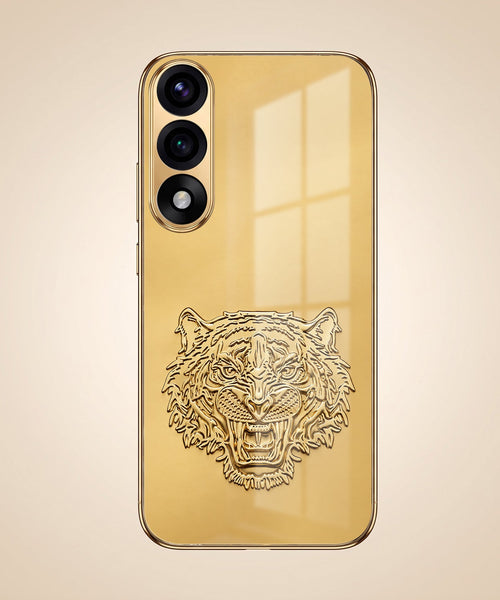 Oneplus Nord 5 5G Golden Tiger Face Gold Electroplated Glass Phone Back Case
