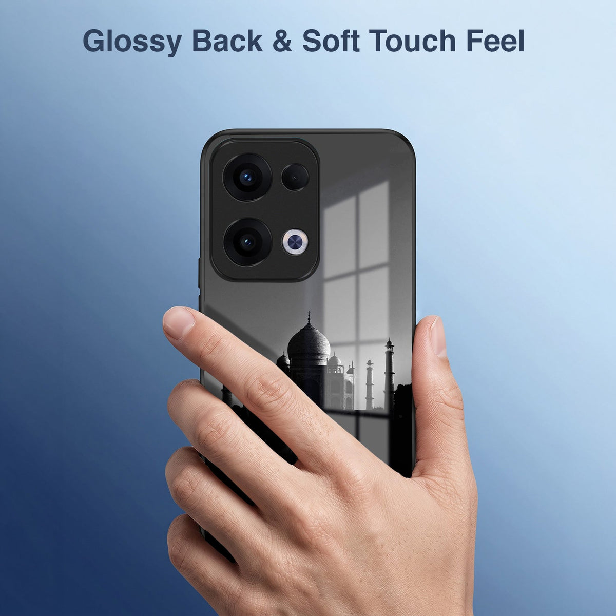 Oppo Reno 13 5G Premium Acrylic Shockproof Glass Back Case (Taj Mahal)
