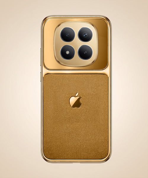 Redmi Note 15 Pro+ 5G Royal Touch Apple Gold Electroplated Glass Phone Back Case