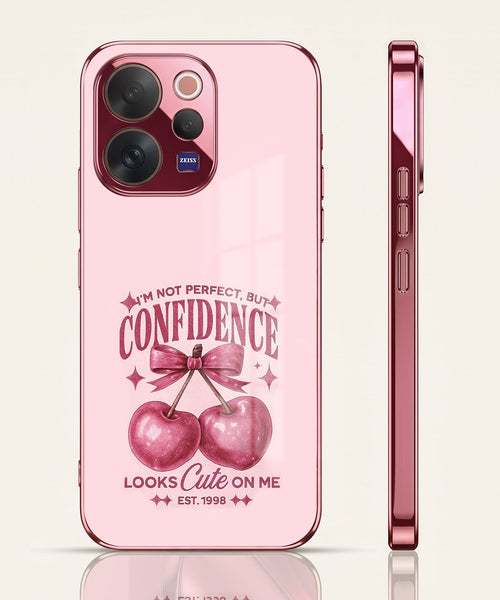 Vivo V70 5G Luxury Cherry Bow Pink Electroplated Glass Phone Back Case