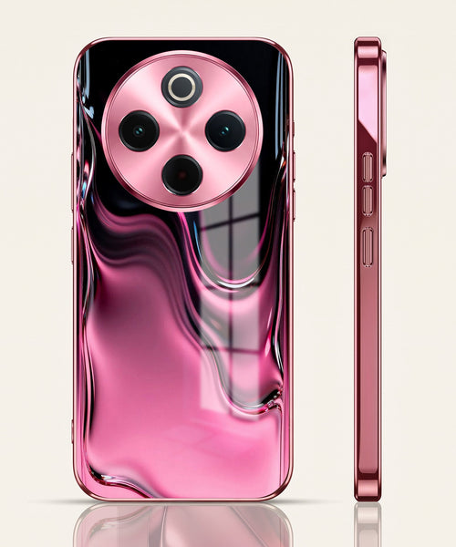 Vivo T4 5G Liquid Wave Pink Electroplated Glass Phone Back Case